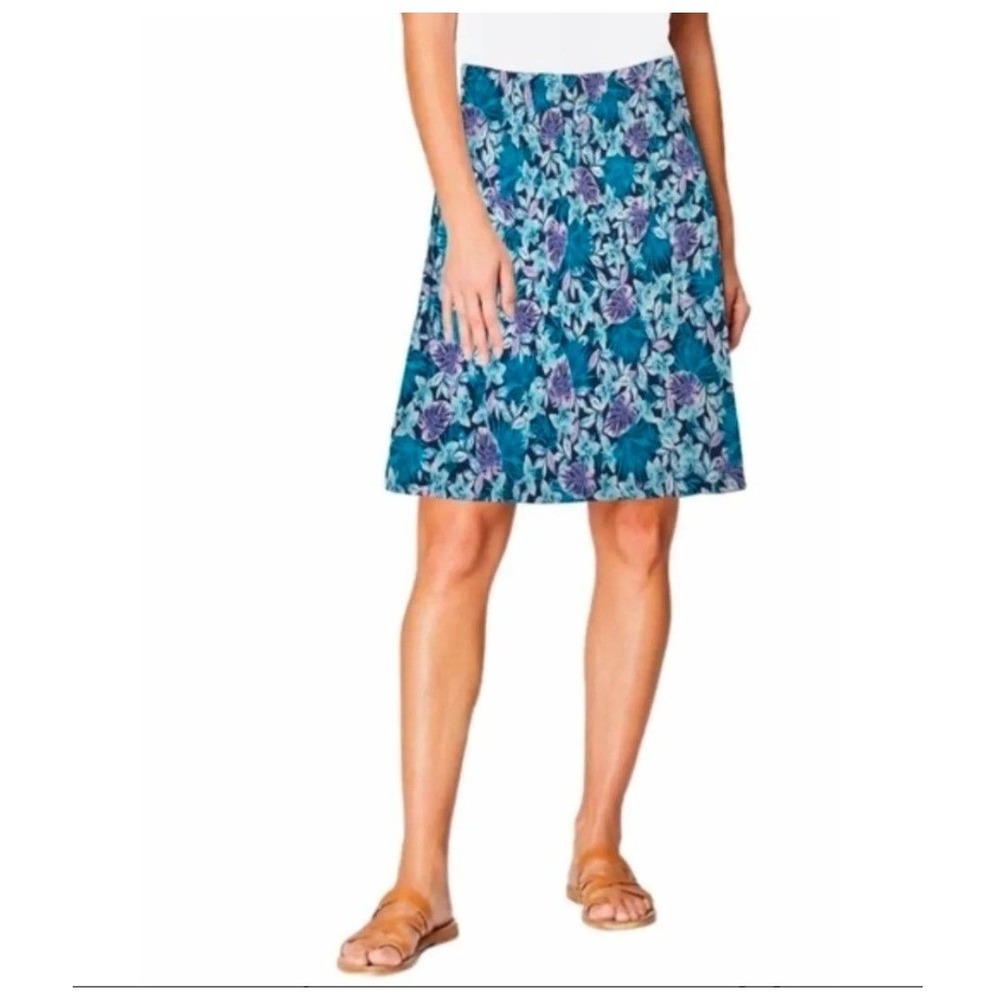 J Jill Sapphire Midnight Tropics Skirt Pull On Elastic Womens Size SP (0101)